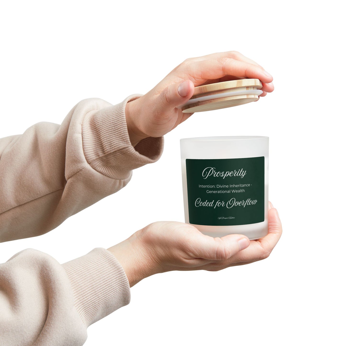 Prosperity Frosted Candle Coded for Overflow