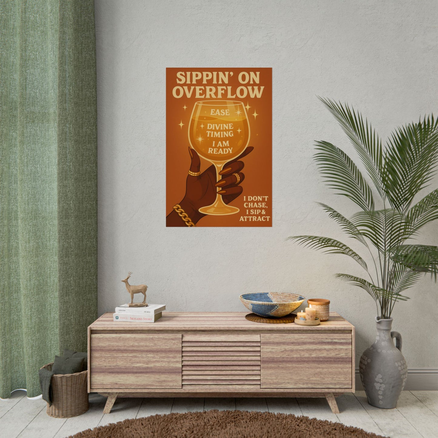 Sippin' On Overflow Affirmation Wall Art, Inspirational Home Decor, Motivational Poster, Self-Love Decor, Gift for Women