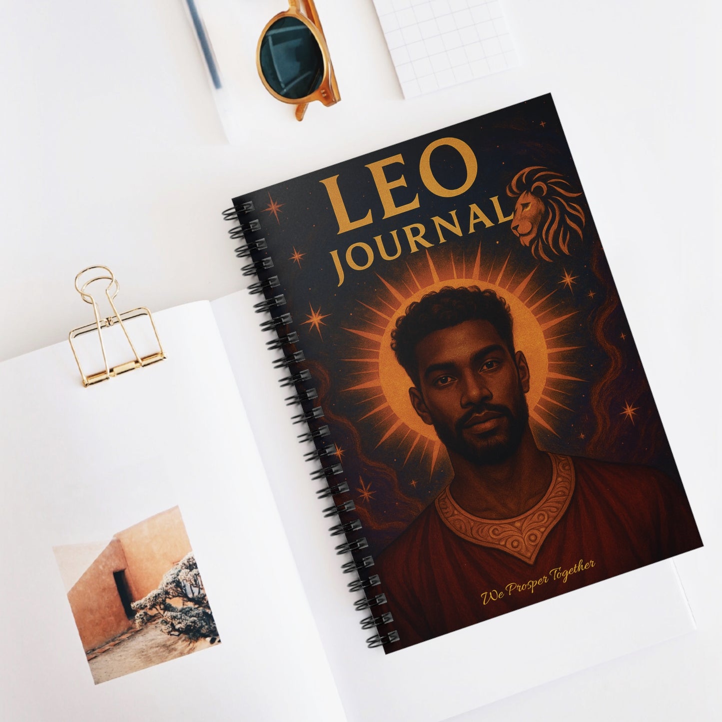 Leather Journal - Leo Zodiac Sign Ruled Line Notebook