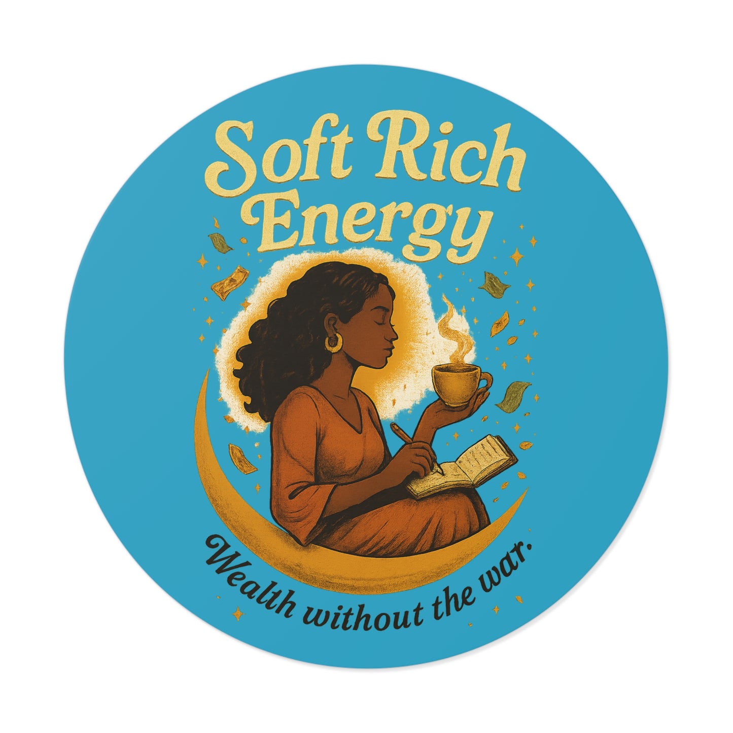 Soft Rich Energy Round Vinyl Stickers, Positive Affirmation Decals, Journal Aesthetics, Self-Care Gifts, Home Office Decor