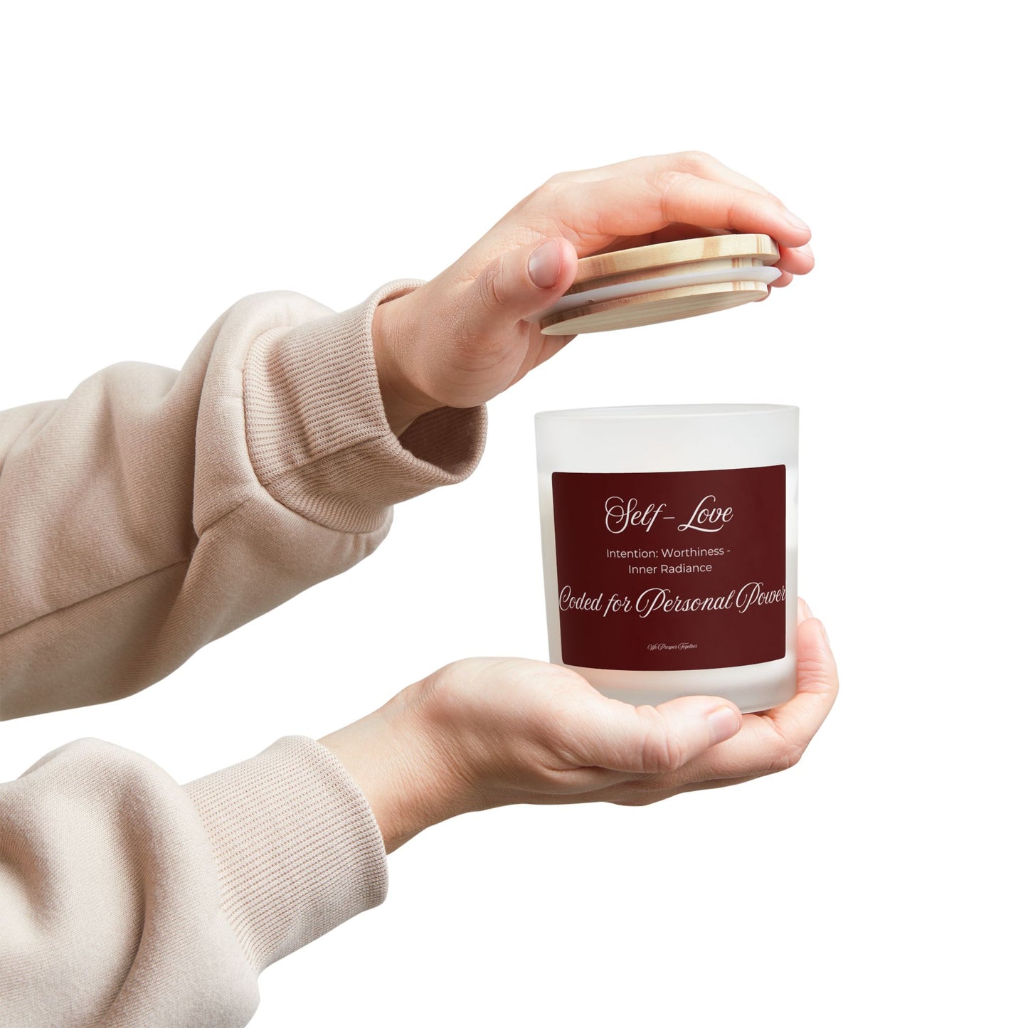 Self-Love Frosted Candle Coded for Personal Power