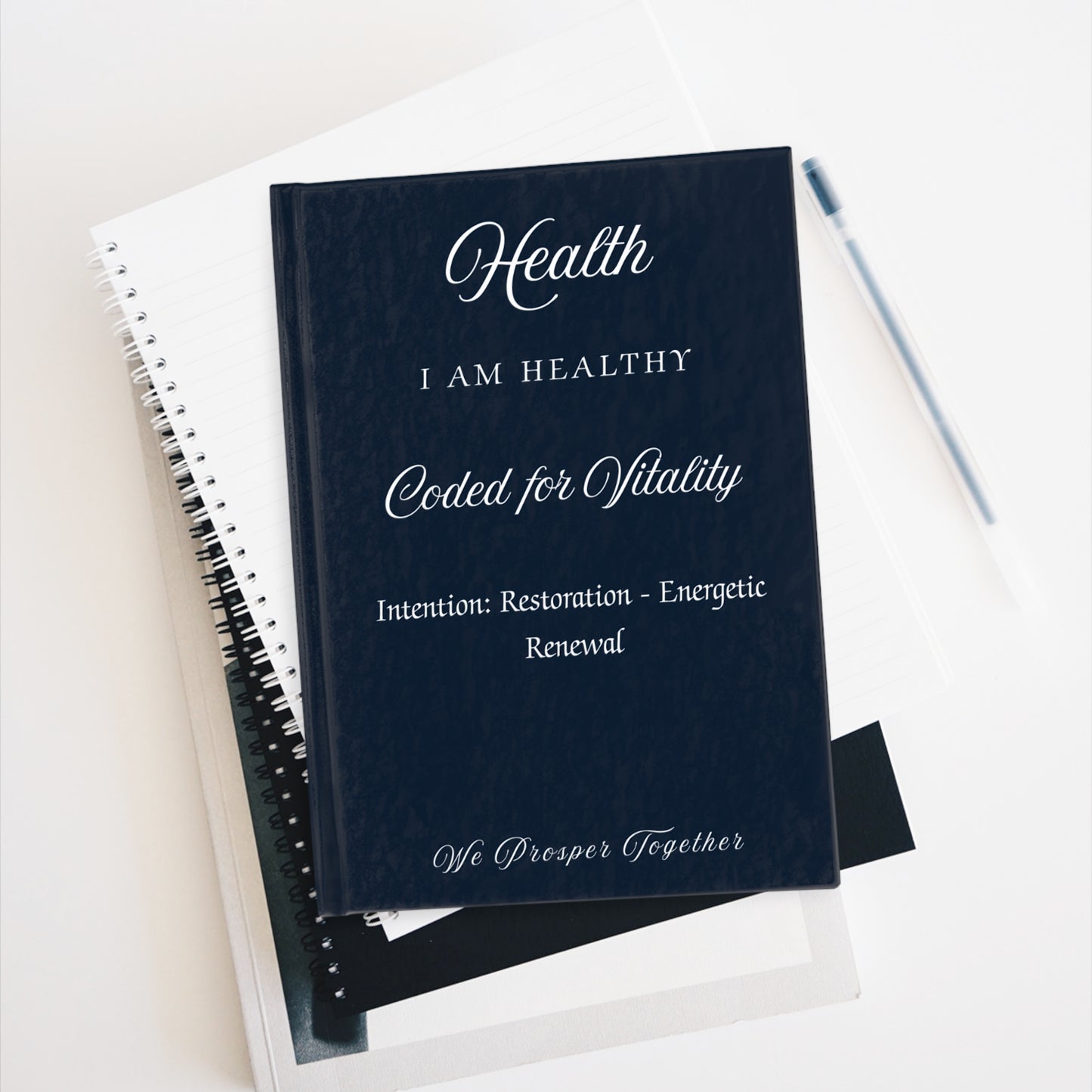 Health Intention Journal Ruled Line Affirmation Notebook, Gift for Her, Goal Planner, Artistic Diary