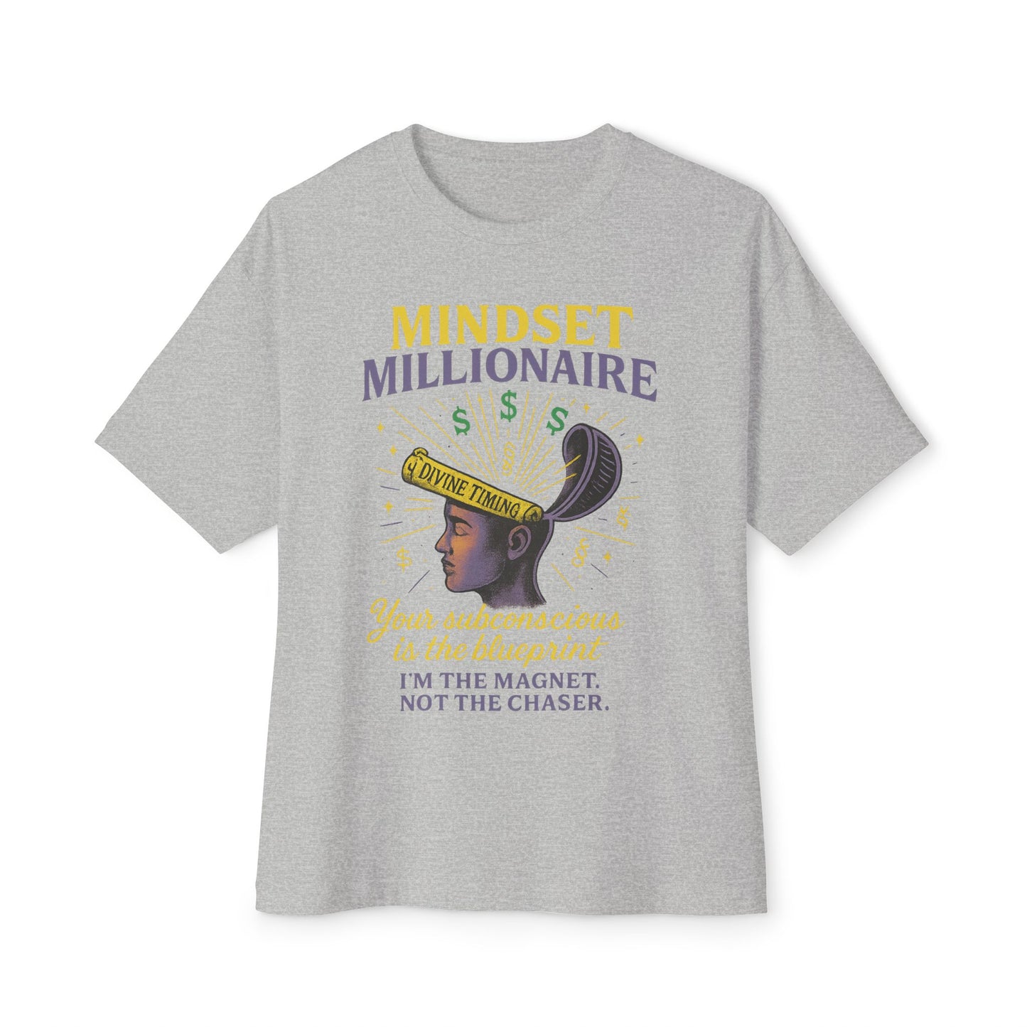 Mindset Millionaire Oversized Tee, Inspirational Graphic Tee, Casual Comfort Shirt, Relaxed Fit T-Shirt, Gift for Dreamers