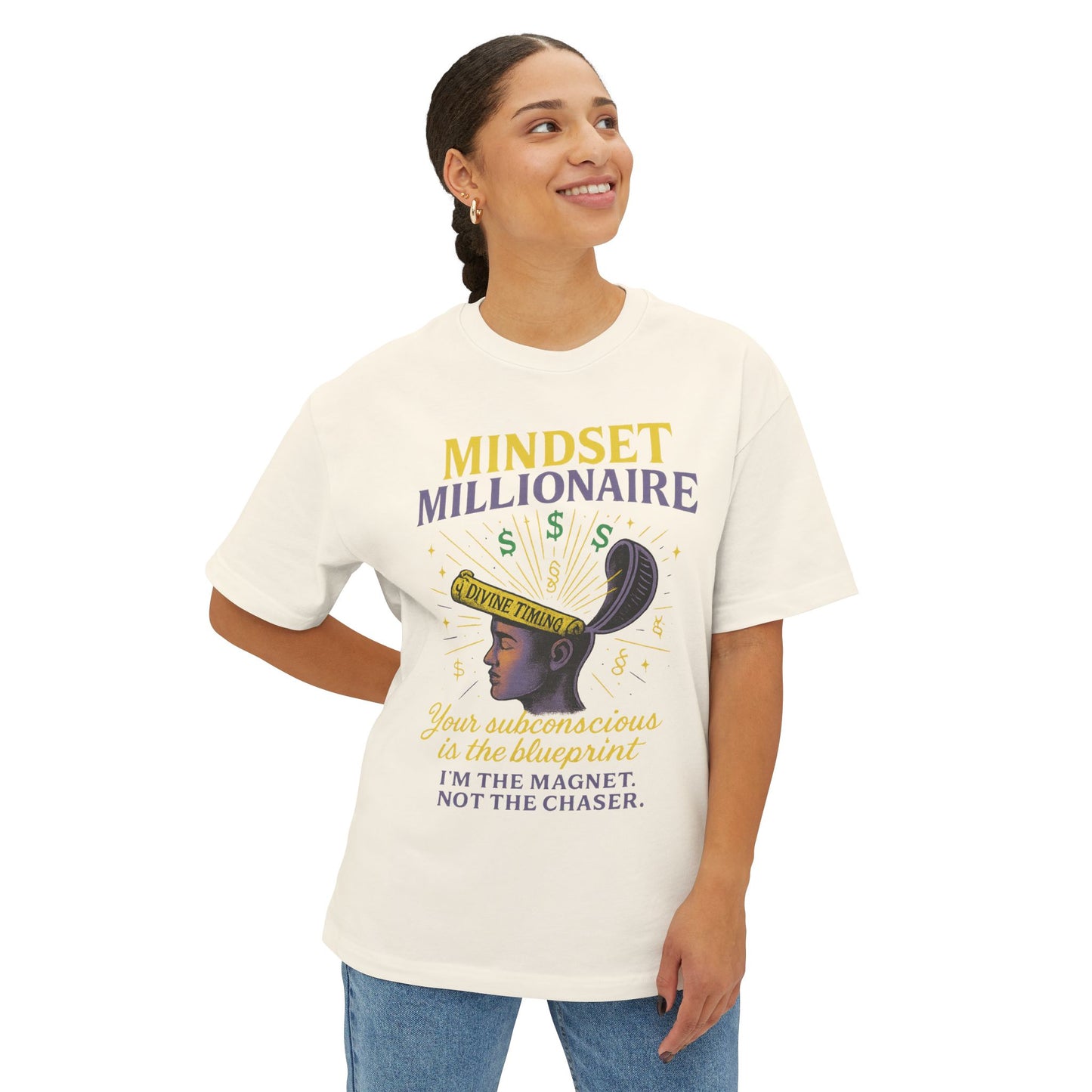 Mindset Millionaire Oversized Tee, Inspirational Graphic Tee, Casual Comfort Shirt, Relaxed Fit T-Shirt, Gift for Dreamers