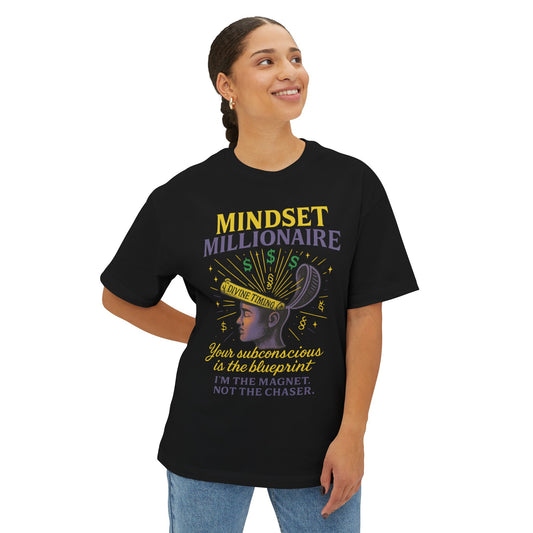 Mindset Millionaire Oversized Tee, Inspirational Graphic Tee, Casual Comfort Shirt, Relaxed Fit T-Shirt, Gift for Dreamers
