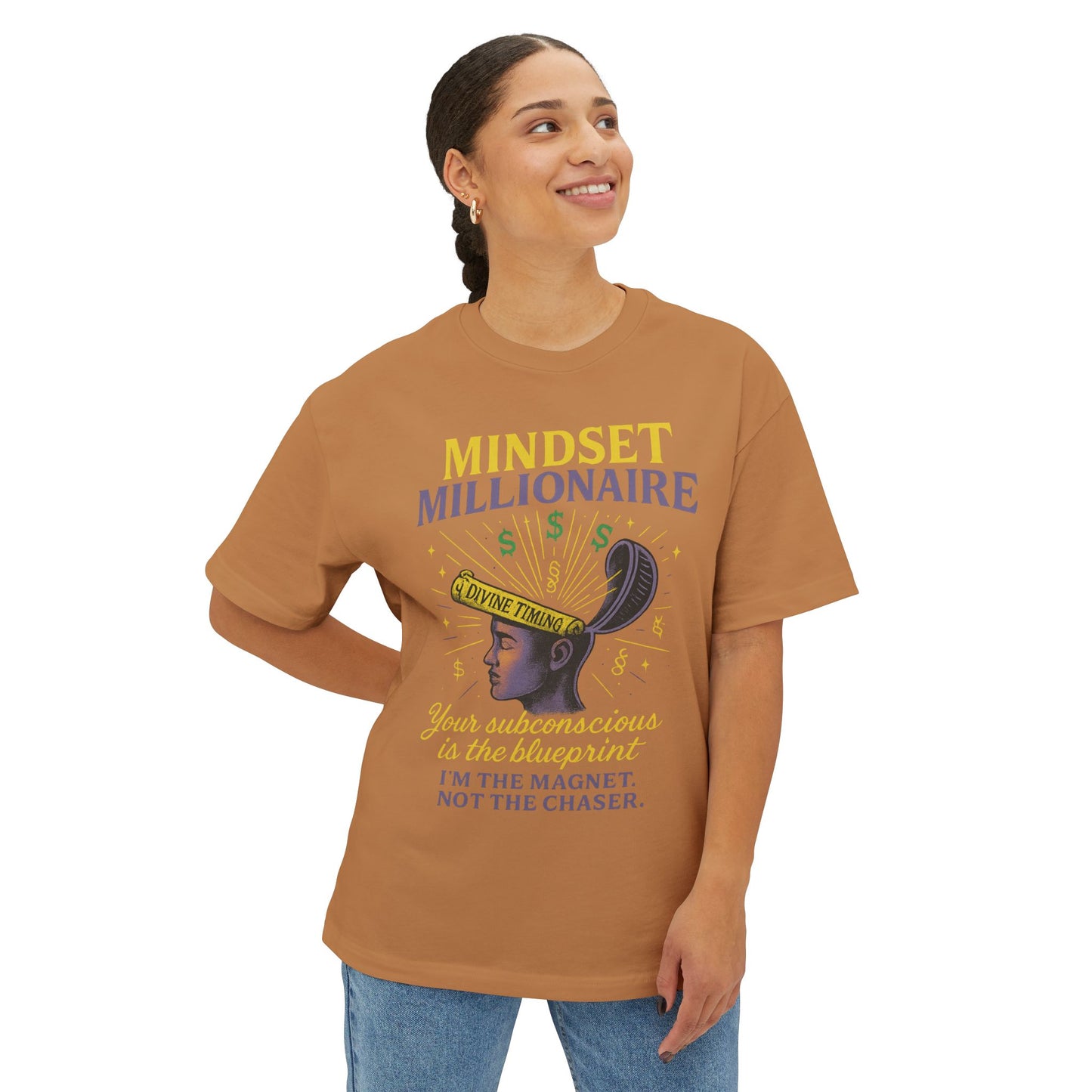 Mindset Millionaire Oversized Tee, Inspirational Graphic Tee, Casual Comfort Shirt, Relaxed Fit T-Shirt, Gift for Dreamers