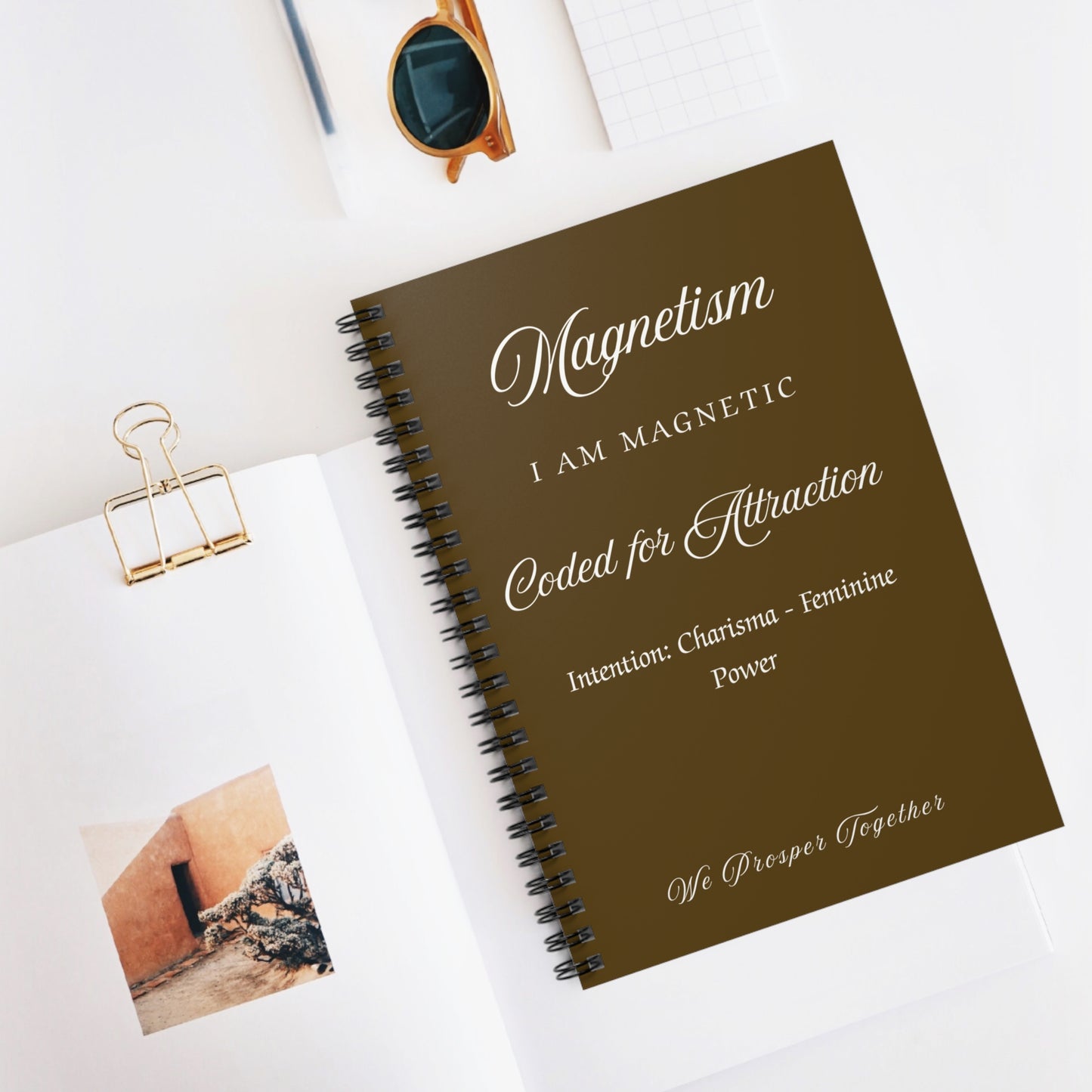 Magnetism Intention Journal Ruled Line Spiral Notebook
