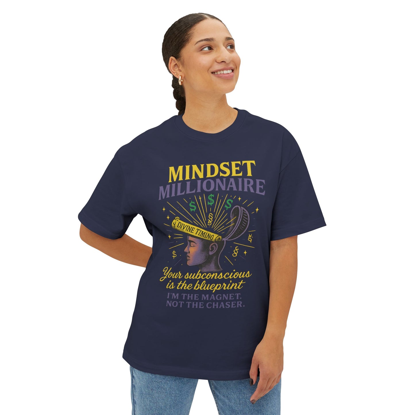 Mindset Millionaire Oversized Tee, Inspirational Graphic Tee, Casual Comfort Shirt, Relaxed Fit T-Shirt, Gift for Dreamers
