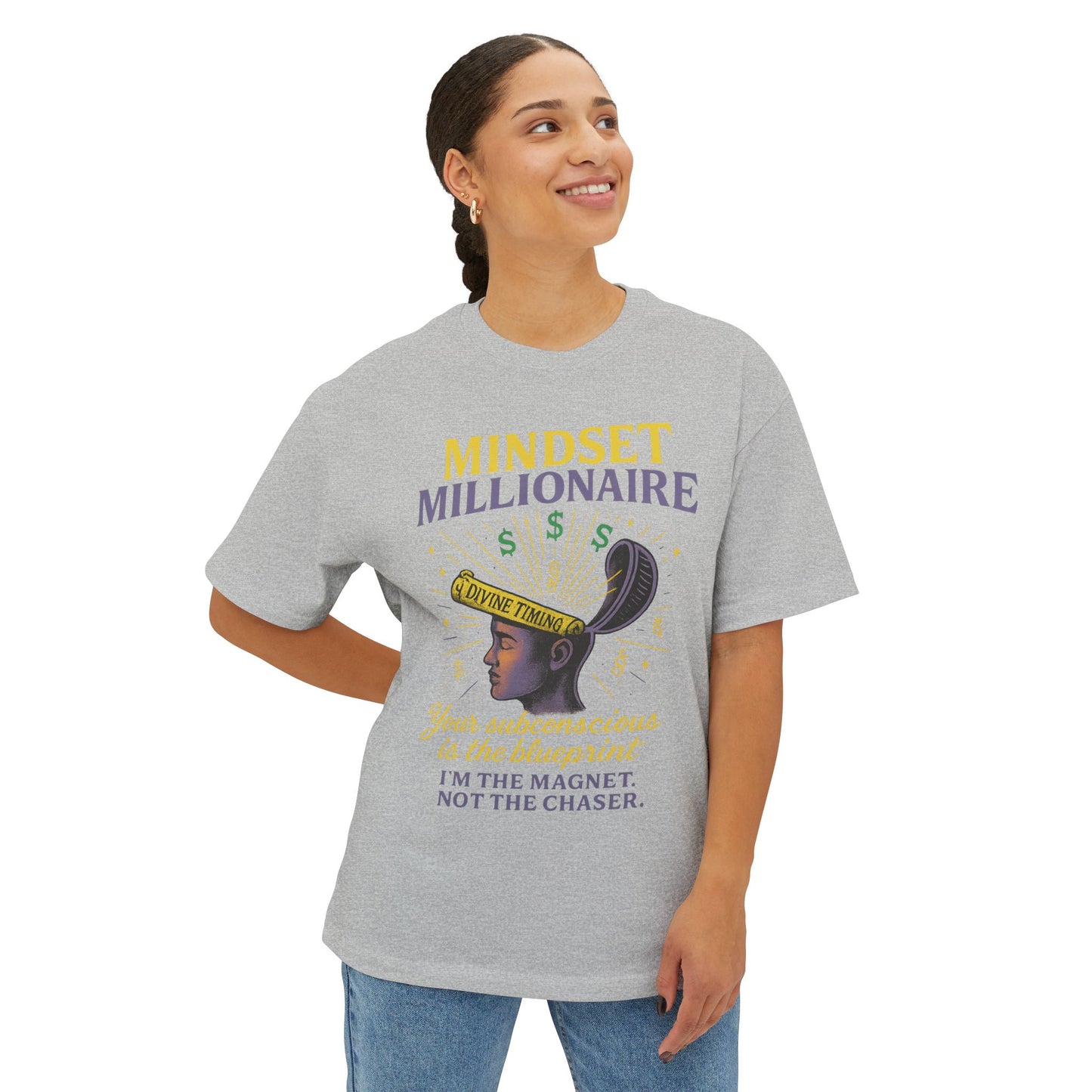 Mindset Millionaire Oversized Tee, Inspirational Graphic Tee, Casual Comfort Shirt, Relaxed Fit T-Shirt, Gift for Dreamers