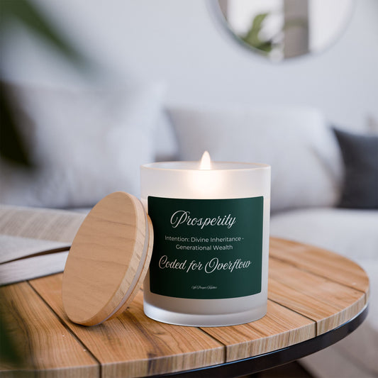 Prosperity Frosted Candle Coded for Overflow