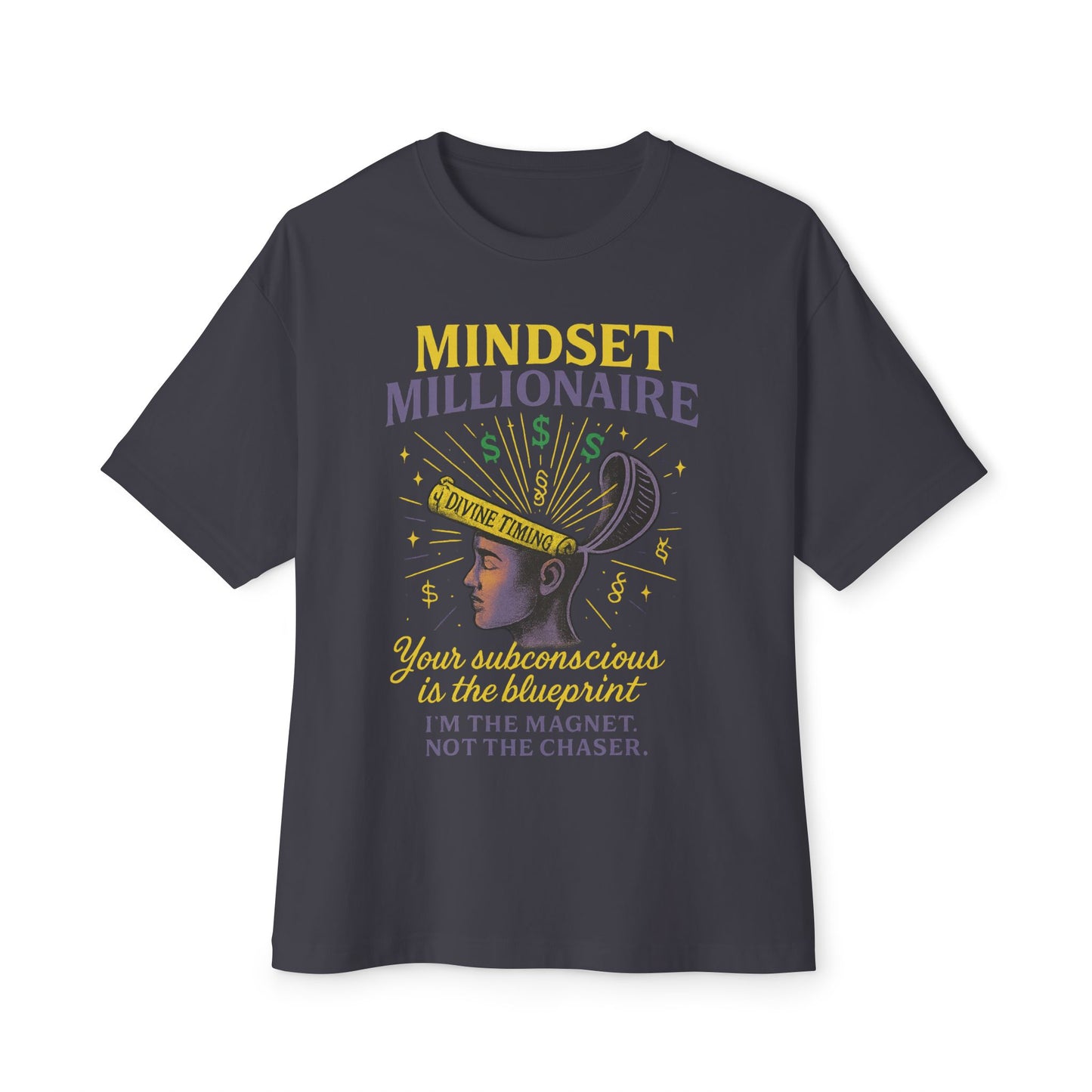 Mindset Millionaire Oversized Tee, Inspirational Graphic Tee, Casual Comfort Shirt, Relaxed Fit T-Shirt, Gift for Dreamers