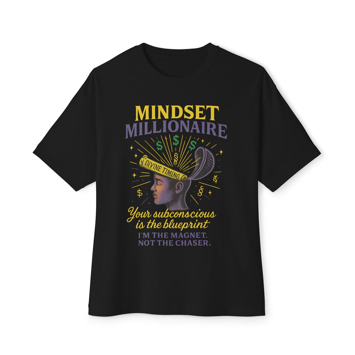 Mindset Millionaire Oversized Tee, Inspirational Graphic Tee, Casual Comfort Shirt, Relaxed Fit T-Shirt, Gift for Dreamers