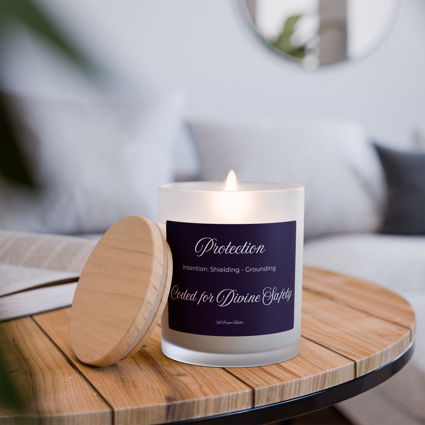 Protection Frosted Candle Coded for Divine Safety