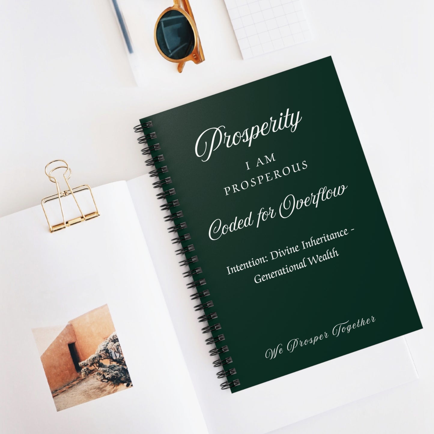 Prosperity Intention Journal Ruled Line Spiral Notebook