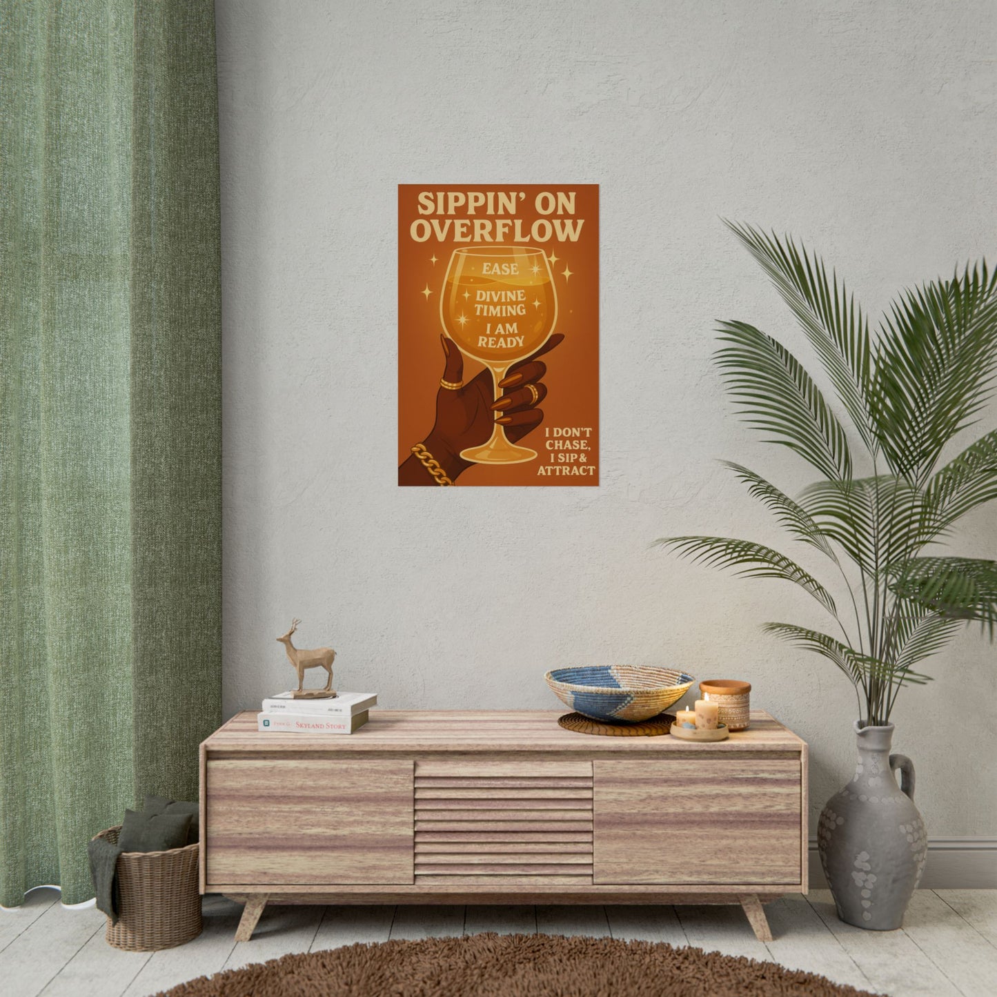 Sippin' On Overflow Affirmation Wall Art, Inspirational Home Decor, Motivational Poster, Self-Love Decor, Gift for Women