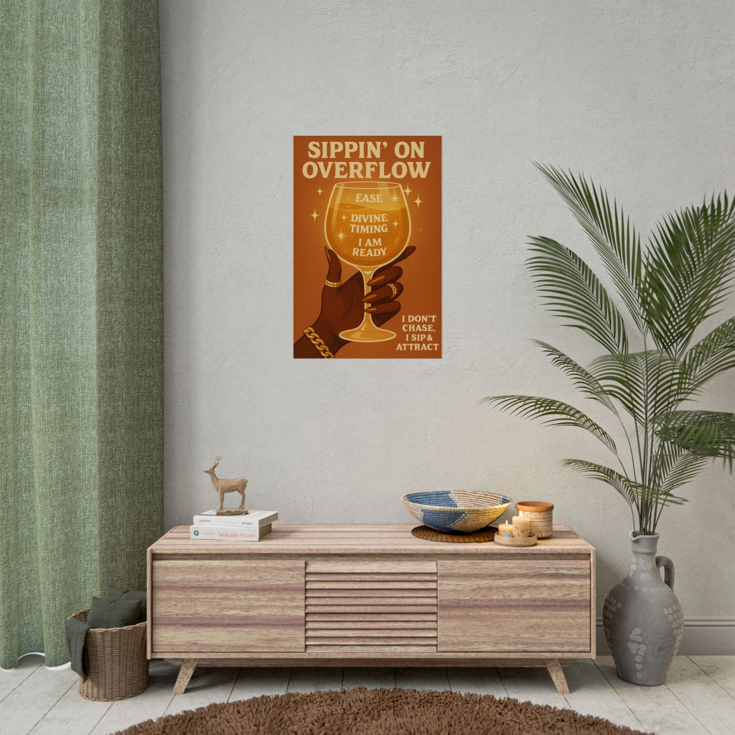 Sippin' On Overflow Affirmation Wall Art, Inspirational Home Decor, Motivational Poster, Self-Love Decor, Gift for Women