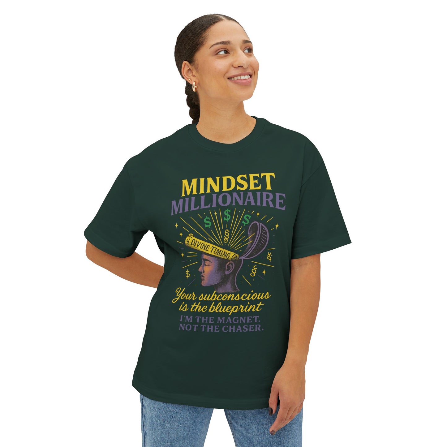 Mindset Millionaire Oversized Tee, Inspirational Graphic Tee, Casual Comfort Shirt, Relaxed Fit T-Shirt, Gift for Dreamers