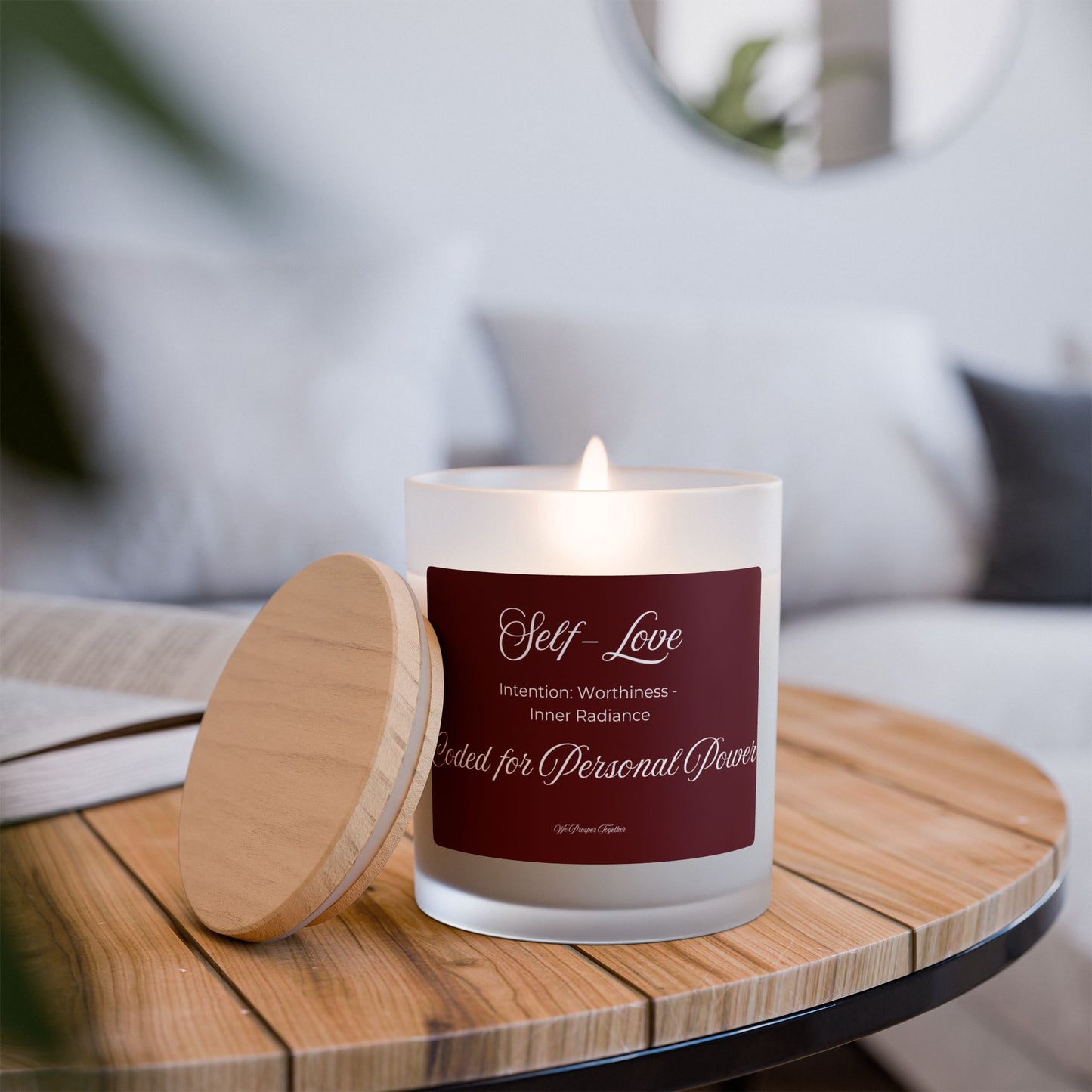 Self-Love Frosted Candle Coded for Personal Power